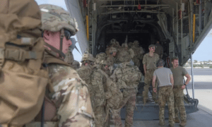 US army soldiers bolster the security of Manda Bay airfield, Kenya, after an attack by Somalia's al-Shabaab militants in 2020