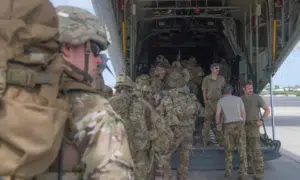 US army soldiers bolster the security of Manda Bay airfield, Kenya, after an attack by Somalia's al-Shabaab militants in 2020
