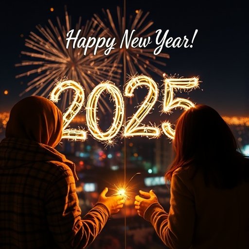 women celebrating new year at night