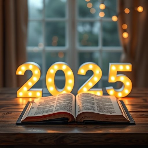 opened Bible with glowing lights