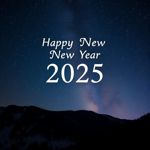 Happy New Year darkest sky with stars