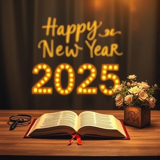 Bible with glowing lights symbolizing the new year