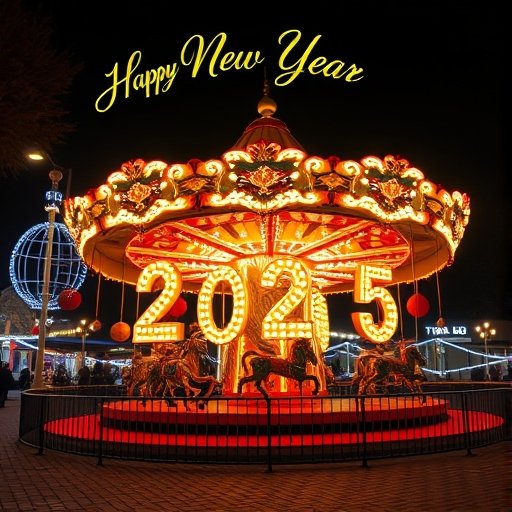 veiw of merry go round on a Happy New Year