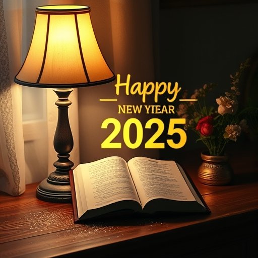 opened book beside a gently glowing table lamp