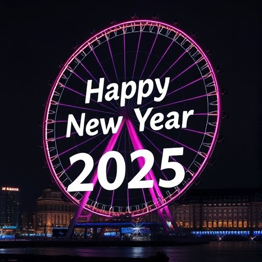 View of a giant wheel illuminated at night