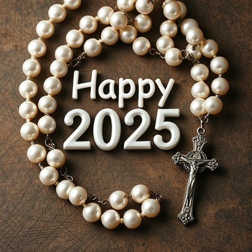 pearl rosary with Happy New Year wish