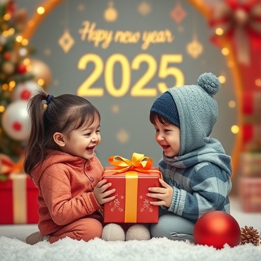 kids holding a gift