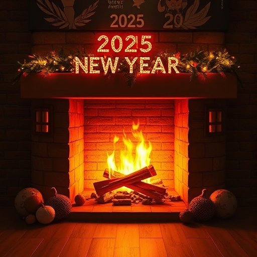 firewood glowing in a fireplace
