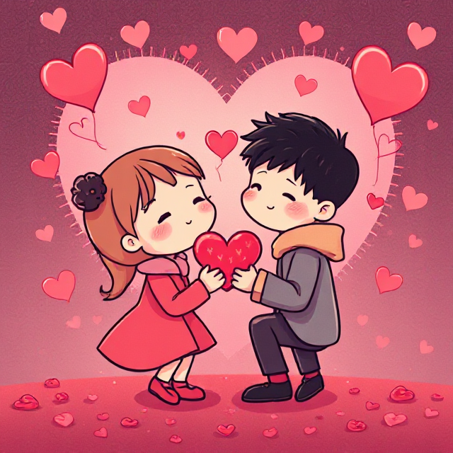 cute boy and girl in love