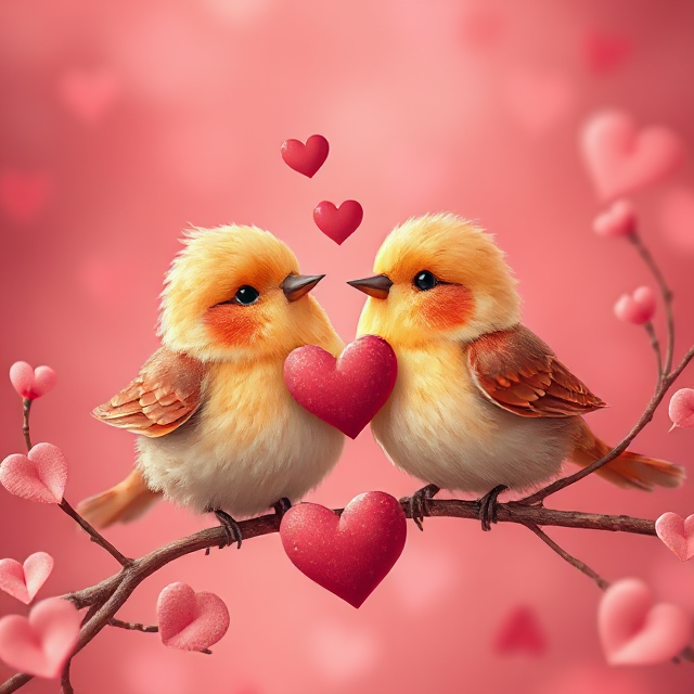 Veiw of cute birds on a branch