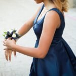 girl in blue prom dress