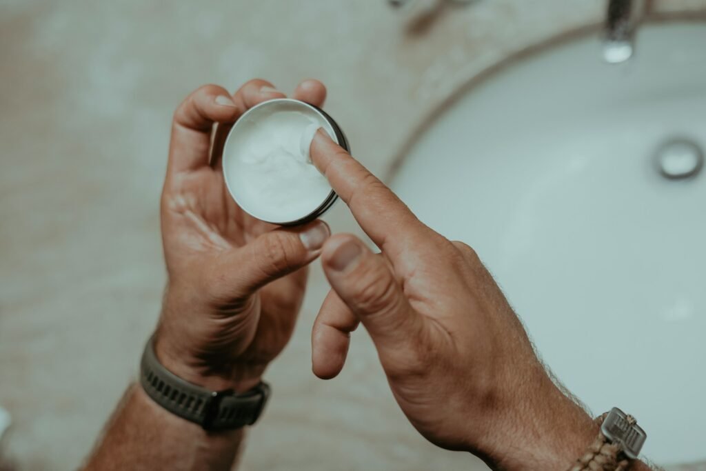 Holding a Cold cream 