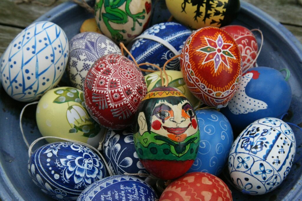 Basket filled with easter eggs