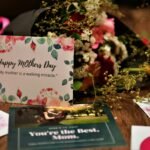 Happy Mothers Day card on a table